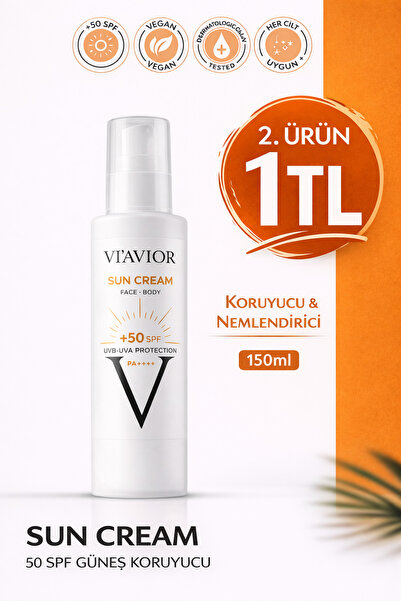 VİAVİOR KOZMETİK Güneş Kremi Sun Cream 50 Spf Güneş Koruyucu Krem Günlük Yüks...