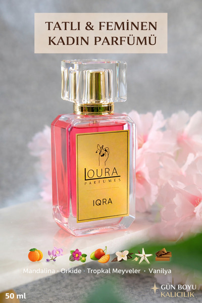loura IQRA Kadın EDP Premium Parfüm Tatlı Tropikal Koku Vanilya Misk Sandal A...