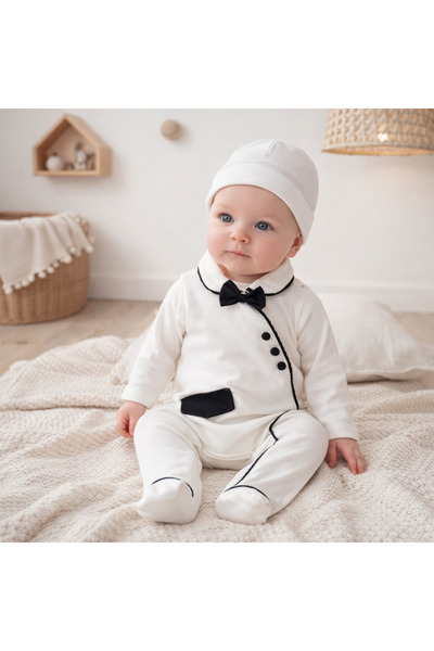 limebabies Navy 100% Cotton Cap Jumpsuit Set