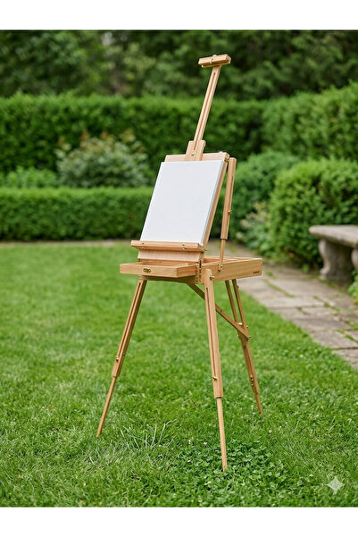 İNCİ TUVAL Elit Kır Tipi Büyük Şövale Profesyonel Doğal Ahşap Taşınabilir Çek...