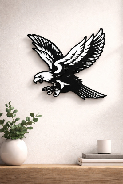 Leerybee Kartal Duvar Dekoru 20x20 cm – 3D Baskı Modern Duvar Süsü – Ofis, Ga...
