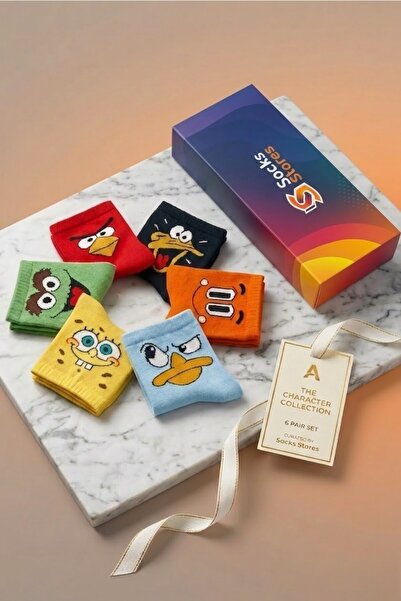 Esinti 6 Çift Pamuklu Renkli Kolej Çorap Seti – Erkek Kadın Soket Çorap (KUTULU)