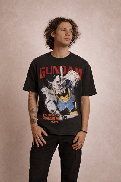 Overdrive Tricou negru cu mânecă scurtă Gundam Cyborg X 2465