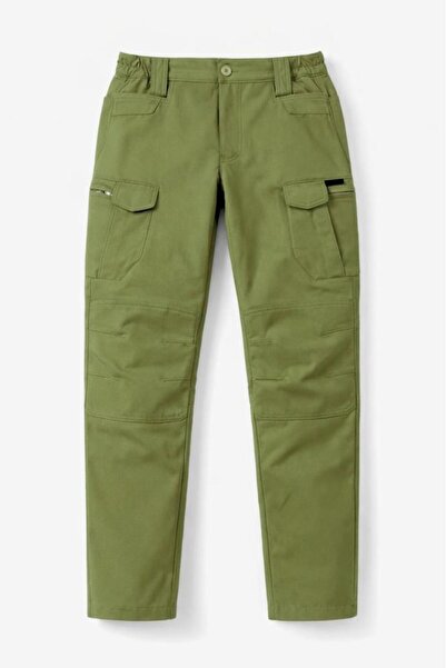 SINGLE SWORD Water and Wind-Resistant Multi-Pocket Softshell Pants - Khaki, S...