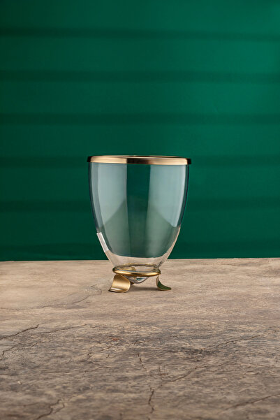 Cornella مزهرية زجاجية مزخرفة ذهبية كبيرة