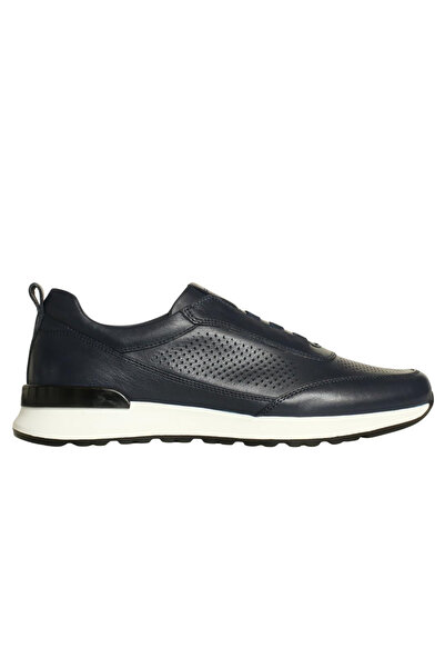 Platin Navy Blue Leather Men's Casual Shoes