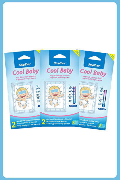 StopEver Cool Baby Ateş Düşürmeye Yardımcı Soğutucu Hidrojel Plaster -3x2 Ade...