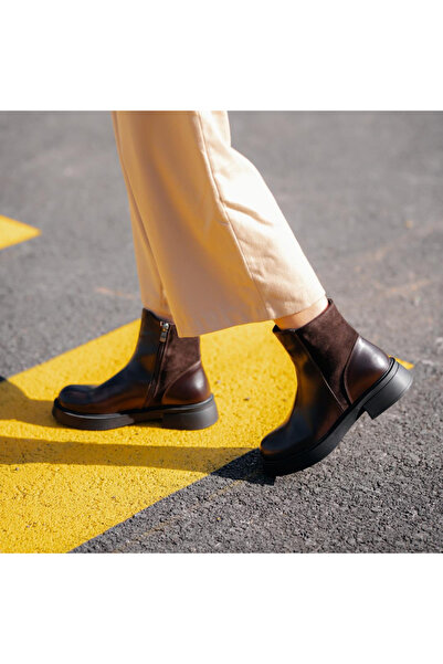 Platin Brown Leather Women's Casual Boots