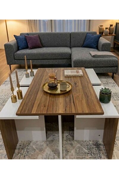 Bicabin Milano 4 Zigonlu Orta Sehpa -Atlantik Çam/Beyaz