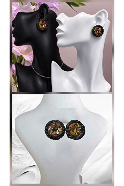 Dodemert Home Coffee Braided Polymer Clay & Epoxy Design Nail Earrings (Nails...