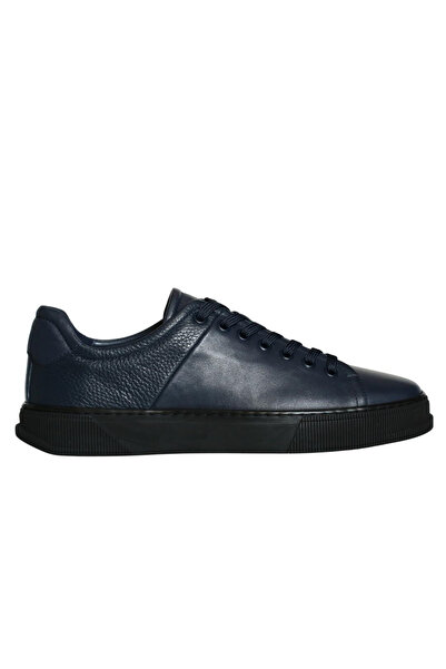 Platin Navy Blue Leather Men's Casual Shoes