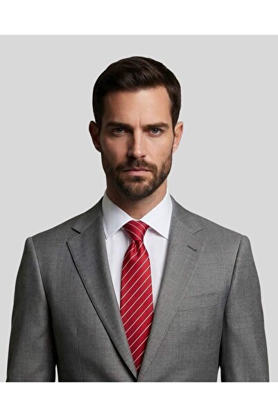 1001 Kravat ربطة عنق حمراء مخططة بعرض 7.5 سم