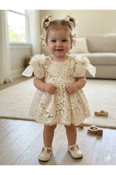 Gökin Baby&Kids Kız Bebek Dantel Detaylı Özel Gün Elbise