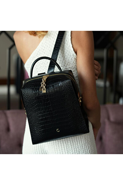 Platin Black Python Women's Backpack