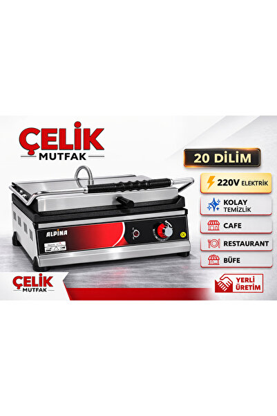 ALPİNA MUTFAK Alpina 20 Dilim Tost Makinesi 220V Sanayi Tipi Büfe Kantin ve P...