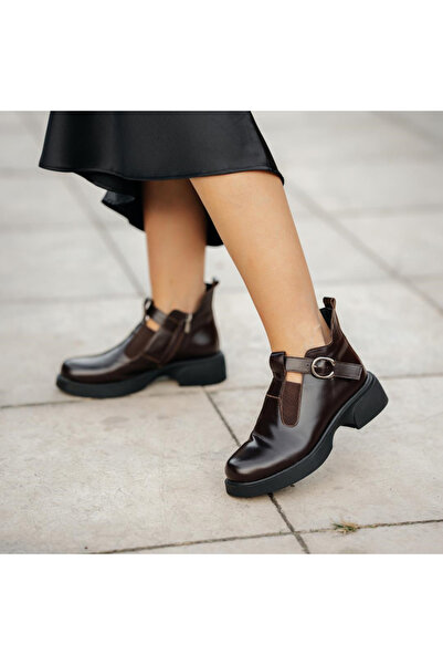 Platin Brown Leather Women's Casual Boots