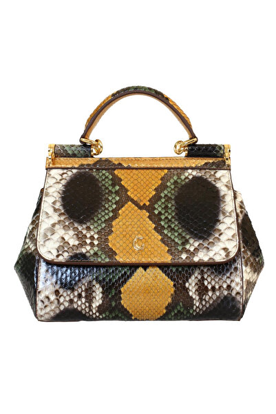 Platin Multi Green Python Leather Women's Handbag