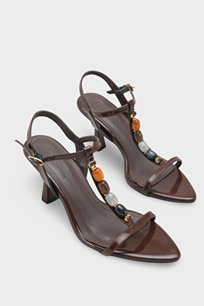 Capone Outfitters Cassy Pointed Toe Stoned Ankle Strap Medium Heeled Women's ...