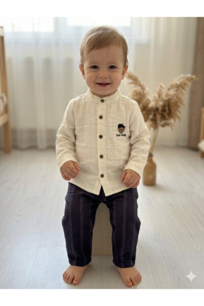 Store Little Baby Müslin Gömlek ve Dokuma Pantolon Erkek Bebek 2’li Takım