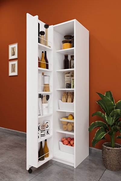 asratrend Lüks Çok Amaçlı Kiler Dolabı %100 MDF Erzak Organizer Dolabı MK19