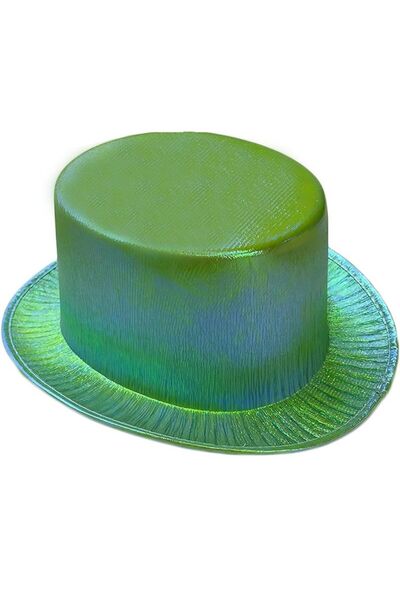 partidolu Holographic Hologram Printed Bowler Party Hat Green Color Retro Adult