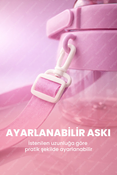M&B WATER BOTTLE Sevimli Tavşan Figürlü Matara, Pipetli Çocuk Suluk, Tavşan Suluk, Okul Için Boyun Askılı Suluk