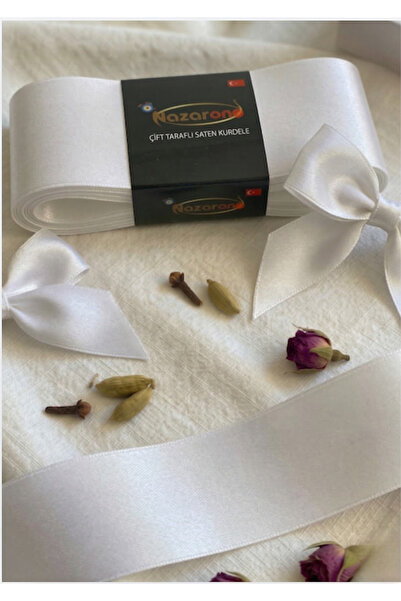 Nazarone شريط ستان 6 سم - 10 متر - أبيض (101)