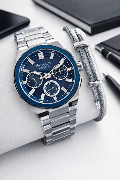 Ferrucci Dark Navy Blue Tar Special Boxed Groom's Watch 3 Atm Water Resistant...