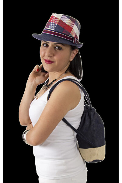 Bay Şapkacı للجنسين منقوشة منقوشة فيدورا الأزرق الداكن 6175