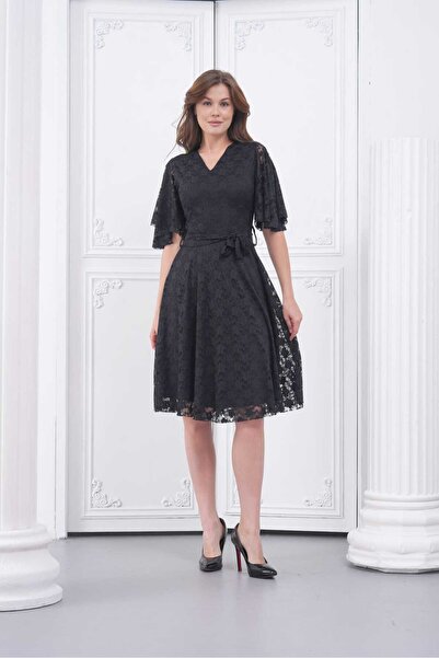 CİXAPLE Φόρεμα με δαντέλα και φουσκωτό τελείωμα