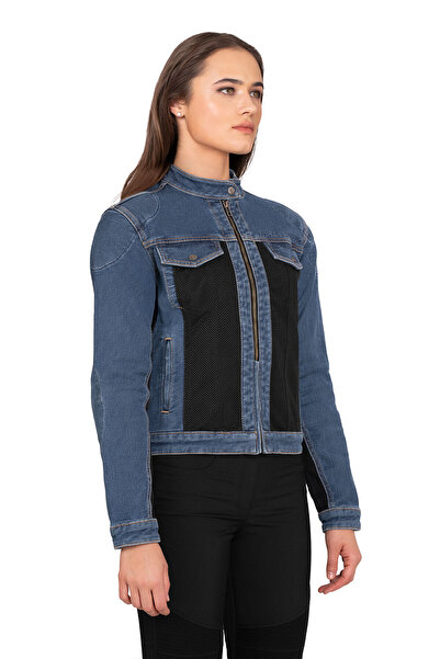 The Biker Jeans Blue Ice Korumalı File Motosiklet Kot Montu Kadın