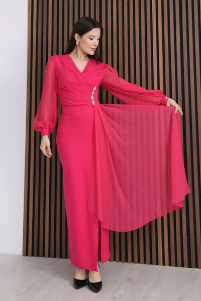 lodmela Διπλό στριφωτευμένο γιακά, μανίκια από σιφόν, λεπτομέρεια στη μέση, π...