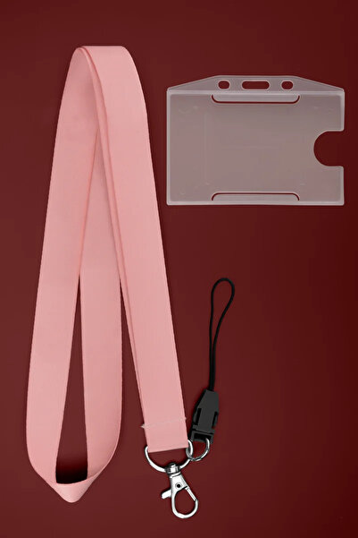 Apptakı Pembe Boyun İpi Boyun Askı İpi Boyun Askısı ve Kartlık - ASS0329