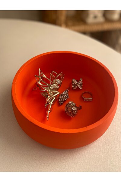 VOGATU Dekoratif turuncu büyük boy kase,mum kasesi,orta sehpa kase(çap:15,5 c...