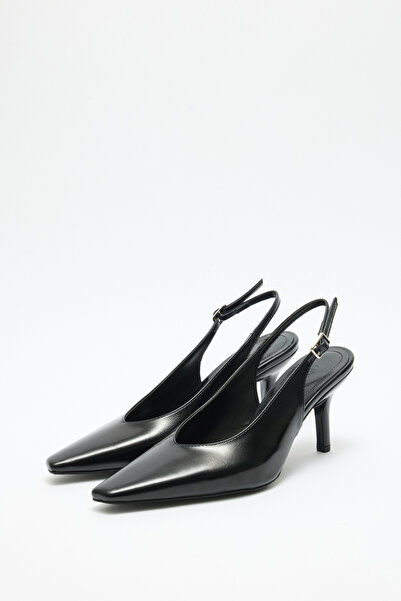 LUTVELIZADE Heels 2616 - Minimal Asymmetric Blunt Toe Black Women's Heels