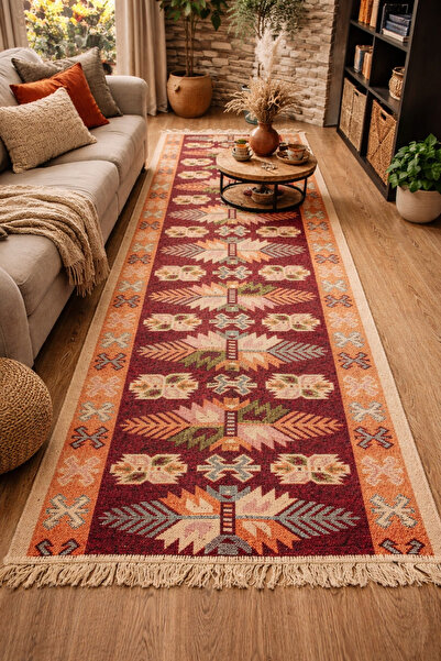 OEM Traditional rug, double-sided, size 100 x 300 cm, red and cream, model Pi...