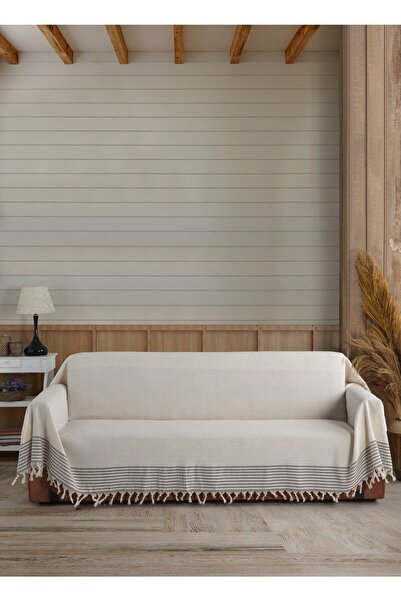 Ecru Organic Buldan Cloth Covering the Arms Oversized Bergama 180 X 300 Cm Sofa Sofa Cover