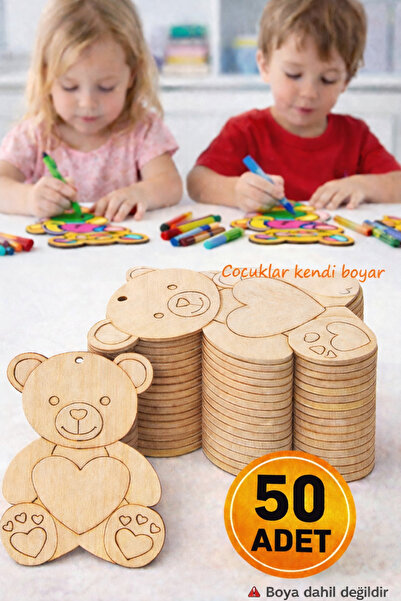 Tuvalia Sevimli Kalpli Ayıcık Ahşap Boyama Okul Diy Etkinlik Aktivite Sanat 5...