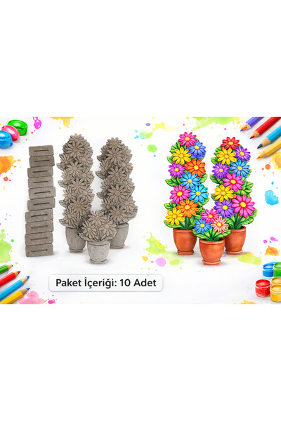 Tuvalia Çiçek Ahşap Oyuncak ( 10 Adet )Aktivite Karne Hediyesi Yaz Okulu Kreş...