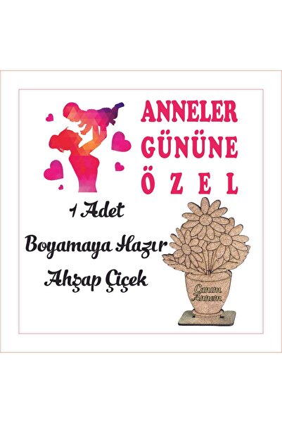 Tuvalia Vazo Çiçek Anneler Günü Özel Vazolu Çiçek Ahşap Oyuncak Aktivite Karn...