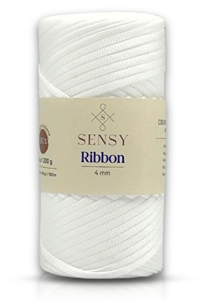 SENSY 200g Premium Polyester Ribbon - White Macrame Thread