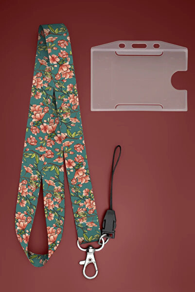 Apptakı Şeftali Çiçeği Boyun İpi Boyun Askı İpi Boyun Askısı ve Kartlık - ASS...