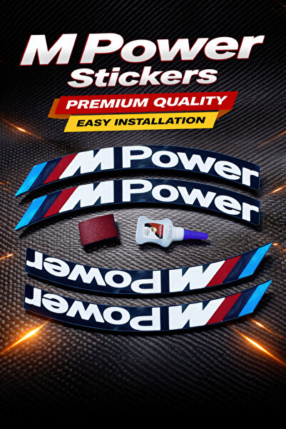 ASTUNİNG M power Motosiklet Ve Otomobil Lastik Yazısı Kabartma Sticker Yapıştırma 4 Adet Set