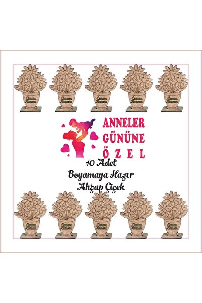 Vazo Çiçek Anneler Günü Özel Vazolu Ahşap Oyuncak Aktivite Karne Hediyesi- Kreş Anaokulu