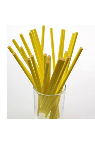 partidolu Yellow Color Paper Straws 25 Pieces