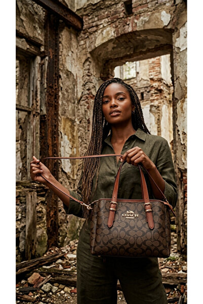 ELKA PRINTED BİG BROWN(KAHVERENGİ)EL&OMUZ ÇANTASI