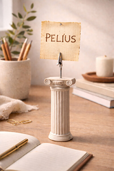 PELIUS Antik Sütun Tasarımlı Dekoratif Not Tutucu | Minimal Ofis & Masaüstü A...