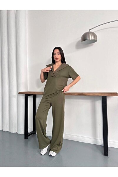 UPARS oversize spor ikili takım v yaka geniş paça