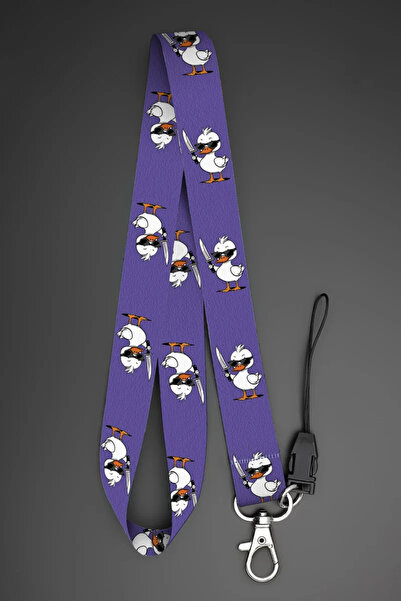 Apptakı Mor Katil Ördek Boyun Askı İpi Kimlik Kartı ve Telefon Askısı - ASK0340