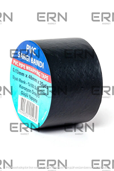 Ruvitape PVC Sargı Bandı Siyah 0,13mm — 48mm x 25yds (≈22,9m) | Su Geçirmez A...